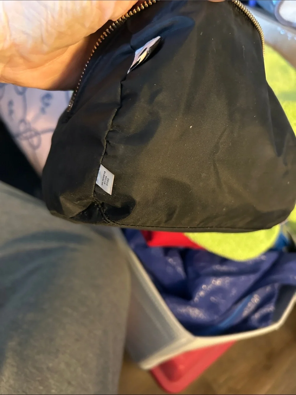 kate spade black nylon zip-top cosmetic pouch